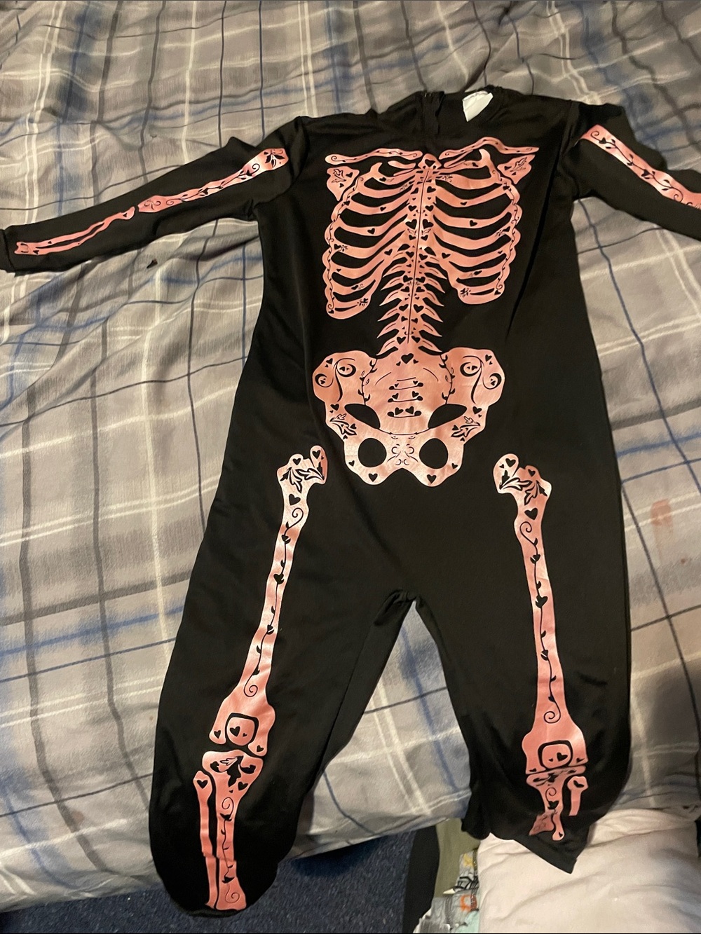 Spirit Black Footie with Pink Skeleton Print